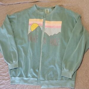 Comfort Colors Sage 'Take a Hike' Sweatshirt Cut Cardigan